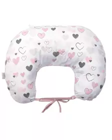 Perna pentru gravide si alaptare, husa detasabila din bumbac 100% si umplutura antialergica BabySoft  , Inimioare, Amy