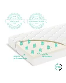 Saltea pentru copii, fata dubla, Spuma PUR si Latex, proprietati antifungice, Husa delicata 3 staturi, echipata cu margine anti-alunecare, 120X60X9 Cm, Premium