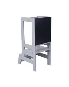 Inaltator Learning Tower Ajustabil cu tabla de scris, Ajutor de bucatarie MeowBaby  , lemn Gri inchis