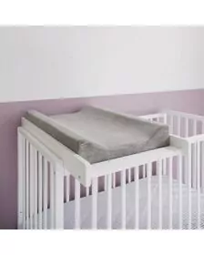 Masa de infasat din lemn, atasabila la patut bebe 120x60 si 140x70 cm, Alb, 86 x 51 x 7 cm, inclus Saltea din spuma, husa detasabila bumbac, Woodies, 40 x 70 cm