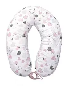 Perna pentru gravide si alaptare, husa detasabila din bumbac 100% si umplutura antialergica BabySoft  , Inimioare, Amy