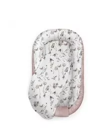 Suport de dormit Babynest Premium Bumbac si Catifea Nature Sepia Rose by BabySteps, 70x35 cm