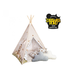 Cort de joaca Happy Bear, saltea impermeabila inclusa, Indian Teepee din Bumbac, BabySteps
