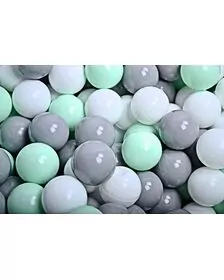 MeowBaby   Set bile din plastic pentru centru de joaca 7cm, 200 buc: Menta   Gri   Alb