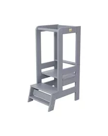 Inaltator Learning Tower Ajustabil, Ajutor de bucatarie MeowBaby  , lemn Gri inchis