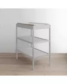 Masa infasat pentru bebelusi, lemn masiv, Gri 76 x 44 x 86 cm, Cu 2 Rafturi De Depozitare Inalte,inclus Saltea din spuma, husa detasabila bumbac, Woodies, 40 x 70 cm