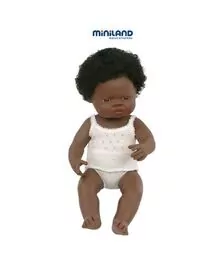 Papusa fetita africana Miniland 38 cm