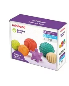 Set 6 mingi senzoriale din cauciuc natural ECO pentru bebelusi