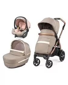 Carucior 3 in 1 Peg Perego Book, Lounge,  0 - 22 kg, Mon Amour, Bej / Roz