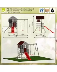 Casuta de gradina Summer Adventure House cu platforma cu loc pentru nisip, tobogan si leagan (M9)