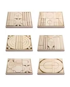 Set 6 modele blocuri arhitecturale de construit, natur, 158 buc, Viga