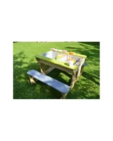 Masa de picnic senzoriala T2 Deluxe cu bancute si loc pentru nisip si apa, Wendi Toys