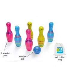 Set de bowling din lemn Skittles Jr., BS Toys