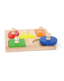 Puzzle Montessori cu maner, Forme geometrice, Viga