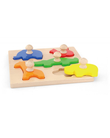 Puzzle Montessori cu maner, Animale, Viga