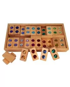Set 45 piese din lemn cu pietre stralucitoare, Bauspiel