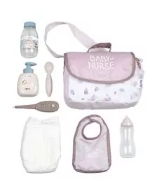 Gentuta de infasat pentru papusa Smoby Baby Nurse Changing Bag crem cu accesorii