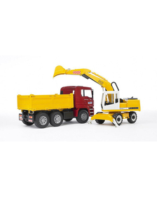 BRUDER - CAMION MAN TGA SI EXCAVATOR LIEBHERR