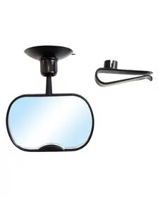 Petite&Mars - Oglinda auto retrovizoare rotativa 360 Oskar, Cu montare pe parbriz si la parasolare, 10 x 7 cm, Negru