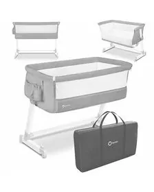 Lionelo - Patut co-sleeper Theo 2 in 1, Cu setare unghiulara, Reglabil in 5 pozitii pe inaltime, Grey