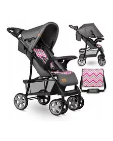 Lionelo - Carucior sport Emma Plus, Cu tavita, 2 Suporturi pentru pahar, Geanta accesorii, Pink Scandi