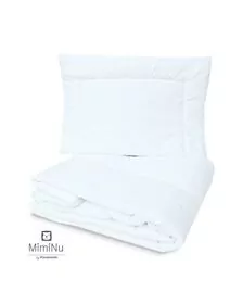 MimiNu - Set pilota si perna pentru patut, Din bumbac, Perna 40x60 cm, Pilota 100x135 cm, White