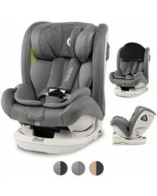 Lionelo - Scaun auto Bastiaan RWF Pozitie de somn, Protectie laterala, Rotire 360 grade, 0-36 Kg, Cu Isofix si Centura Top Tether, Gri