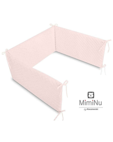 MimiNu - Aparatoare matlasata din catifea moale, Cu fermoar, Cu husa detasabila si lavabila, Pentru patut 120X60 cm, Pink