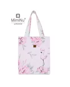 MimiNu - Sacosa textila Mini, Pentru fetite, 24x30 cm, Din bumbac, Peonie Pink