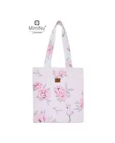 MimiNu - Sacosa textila Maxi, Pentru mamici, 38x40 cm, Din bumbac, Peonie Pink