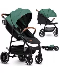 Lionelo - Carucior sport Alexia, 6 luni+, Cu geanta pentru parinti, Amortizoare, Suport pentru biberon/pahar, Plasa de tantari, Saculet de picioare, Cu UPF50+, Cadru din aluminiu, 0- 15 kg, Verde