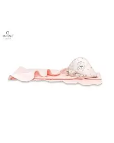 MimiNu - Prosop mare cu gluga si volanas, Dimensiune 100x100 cm, Din bumbac thermo fleece, Design, Powdery Pink Ballerina