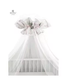 MimiNu - Baldachin mare din tull, Cu funda din bumbac, Dimensiune 400x170 cm, Lulu Rose