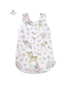 MimiNu - Sac de dormit pentru bebelusi, De iarna, Din bumbac, Cu fermoar lateral, Cu capse pe umar, 70 cm, 0 – 6 luni, 2.5 Tog, Sweet Deer Pink