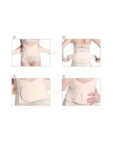 Qmini - Centura abdominala postnatala dublu reglabila, Cu prindere pe baza de velcro, Beige