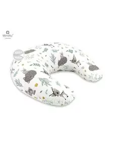 MimiNu - Perna pentru alaptat, Din bumbac, Cu husa detasabila, Cu fermoar securizat, Circumferinta 155 cm, Forest Friends Mint
