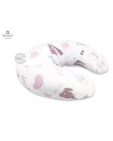 MimiNu - Perna pentru alaptat, Din bumbac, Cu husa detasabila, Cu fermoar securizat, Circumferinta 155 cm, Baby Shower Pink