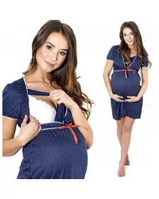 Qmini - Camasa de alaptat, S, Din bumbac, Cu orificii laterale, Bow