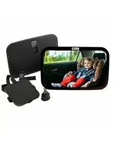 Qmini - Oglinda Rotire 360 grade, Pentru vizualizarea Bebelusilor, Cu instalare rapida, Universala, 29.5 x 18.5 cm, Negru