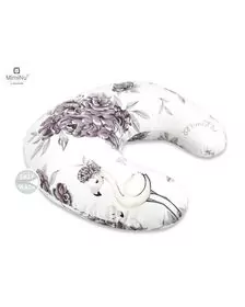 MimiNu - Perna pentru alaptat, Din bumbac, Cu husa detasabila, Cu fermoar securizat, Circumferinta 155 cm, Peonie plum
