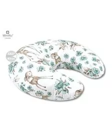 MimiNu - Perna pentru alaptat, Din bumbac, Cu husa detasabila, Cu fermoar securizat, Circumferinta 155 cm, Sweet Deer Mint
