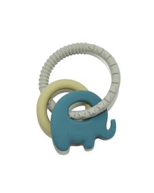 Petite&Mars - Jucarie de dentitie Elefant, Din silicon fara BPA, Racire in frigider, Albastru