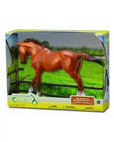 Figurina in cutie Iapa Thoroughbred Chestnut pictata manual WB Collecta