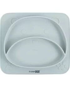 Farfurie compartimentata din silicon, FreeON, 26 x 23 x 2.6 cm, Teddy Bear Green