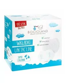 Bocioland - Tampoane pentru san, Set 100 bucati, Ambalate individual, Cu banda adeziva pentru o fixare usoara