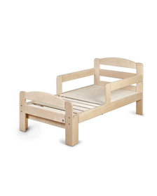 Patut extensibil YappyGrow din lemn de mesteacan, Cu bariere de protectie, De la 1.5 ani pana la 18 ani, YappyKids, 140-190x70 cm, Natur