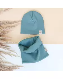 Set caciula si fular tip guler, Verde Cactus, XS - 2-7 luni, 36-42 cm by BabyLy