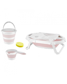 Set de baie cu 5 piese si cadita pliabila Babyjem (Culoare: Roz)