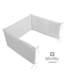 MimiNu - Aparatoare matlasata din catifea moale, Cu fermoar, Cu husa detasabila si lavabila, Pentru patut 120X60 cm, Gray