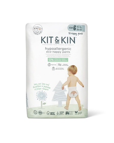 Scutece Hipoalergenice Eco Kit&Kin Pull Up XL6, Marimea 6, 15 kg+, 108 buc